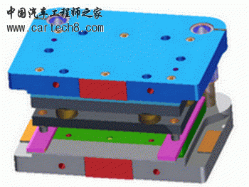 弹压卸料后侧导柱纵向送料典型组合.gif
