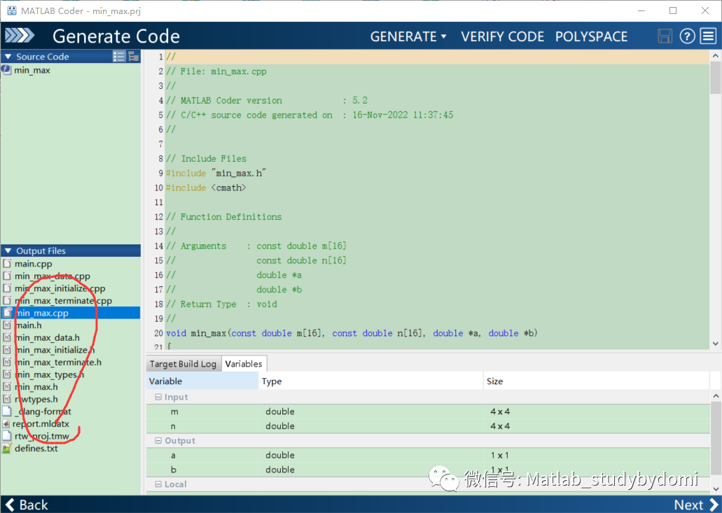 详细步骤讲解matlab代码通过Coder编译为c++并用vs2019调用w7.jpg