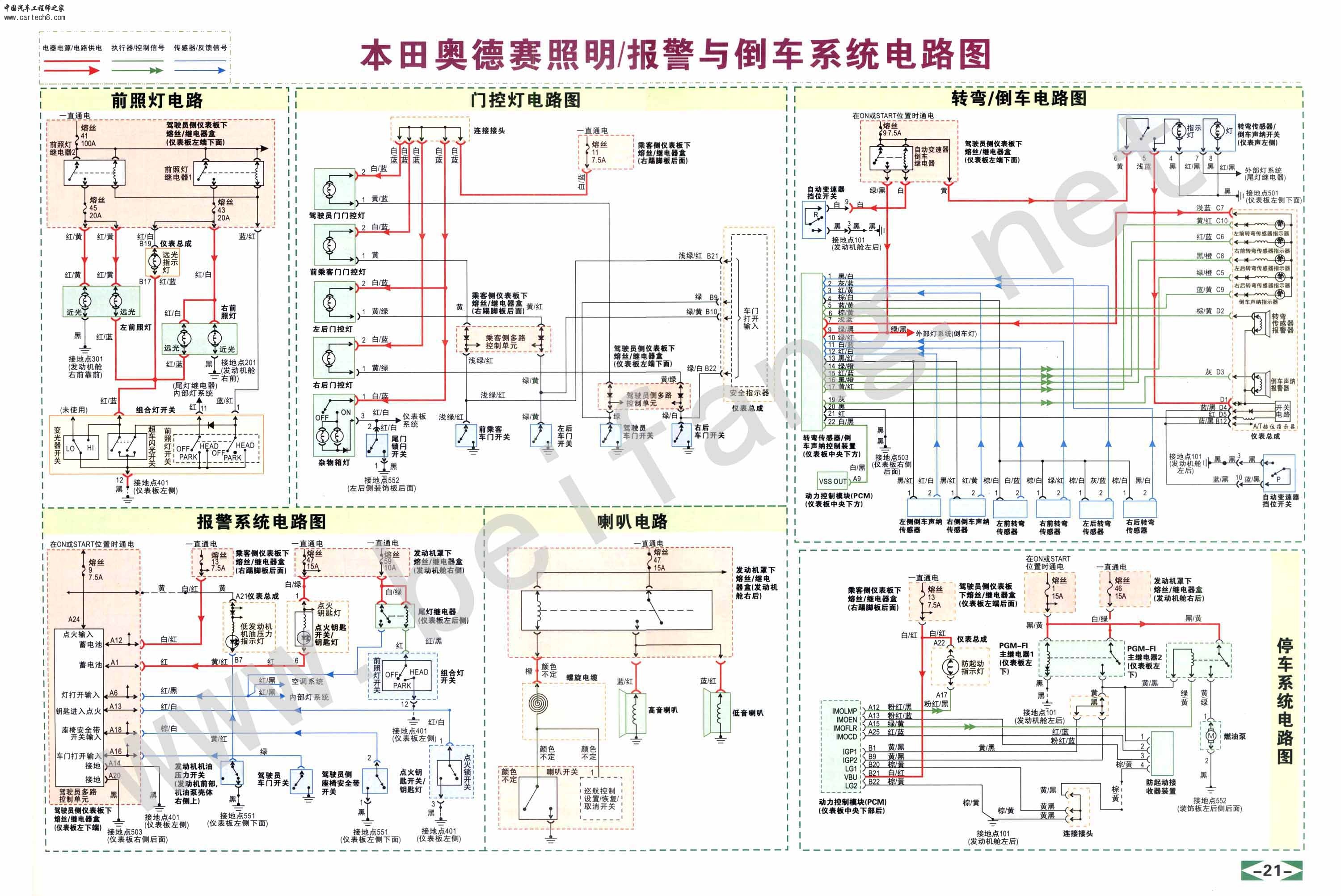 本田奥德赛照明及报警与倒车系统电路图.jpg